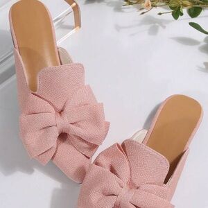 Elegant Pink Bow Slip-On Women's Shoes